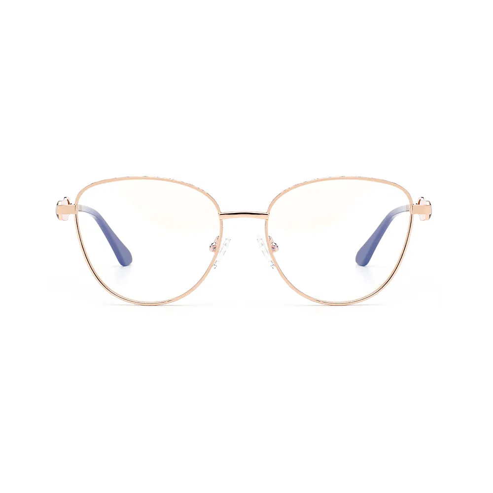 Eye-Catching Blue Light Blocking Metal Optical Frames with Anti-Glare Clear Lenses