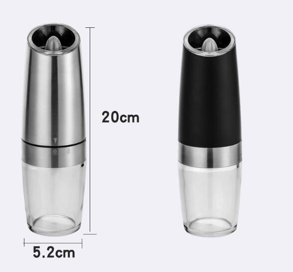 Custom Logo Stainless Steel Battery Operated Gravity Electric Pepper Grinder Salt Mill Automatic Spices Mill with Blue LED Light