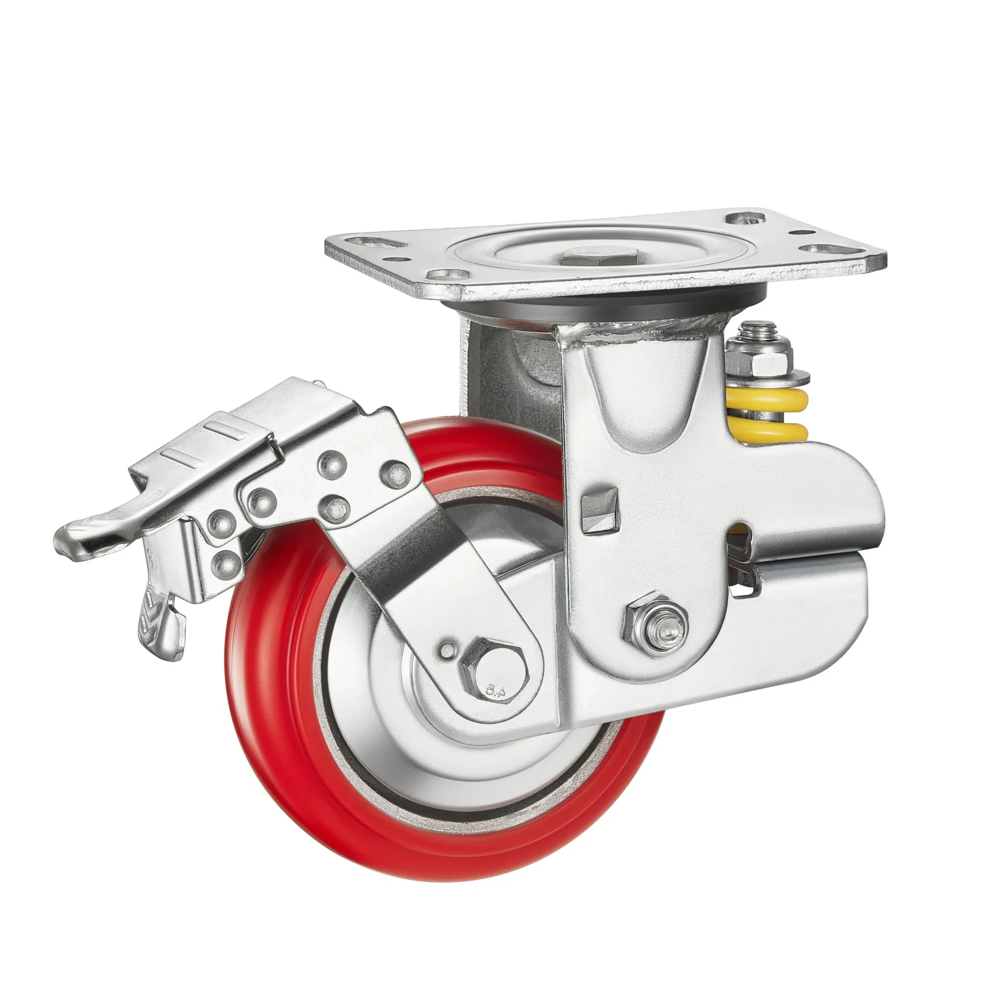 Heavy Duty 5" 6′ ′ Iron Core PU Single Springs Swivel Shockproof Caster Wheel