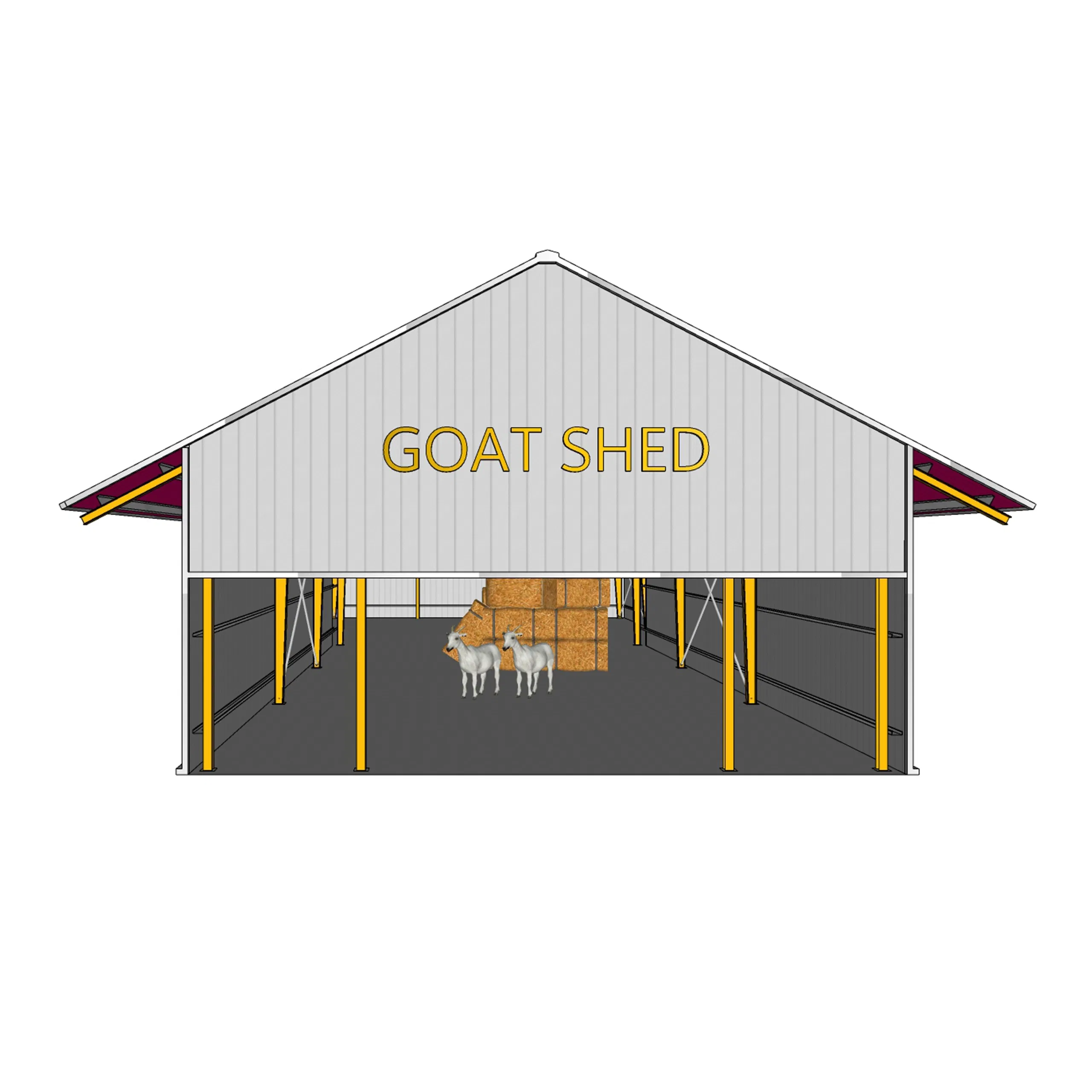 Prefabricated China Wholesale Customized ISO CE Metal Steel Structure Building Material of Goat Shed with Spacious Layout for Storage and Poultry