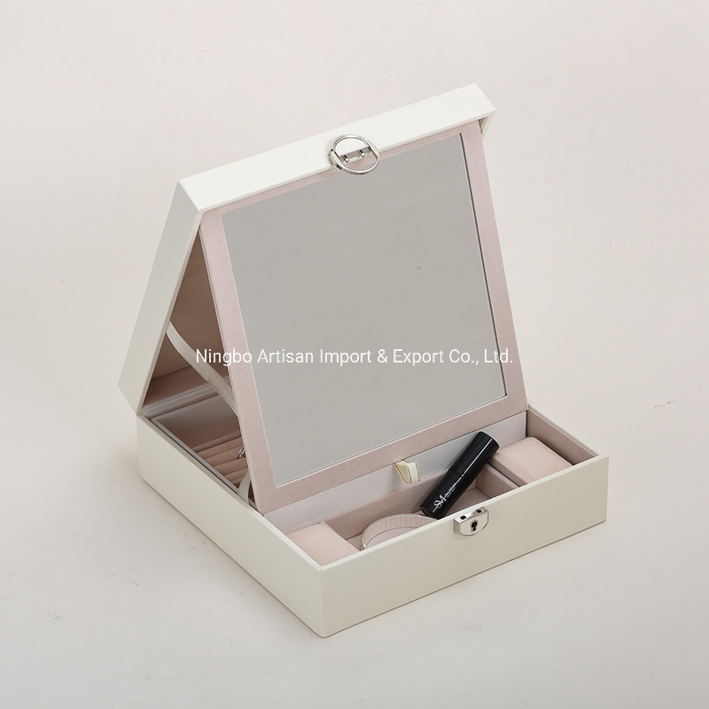 Multifunctional Movable Mirror Watch Jewelry Cosmetics PU Storage Box