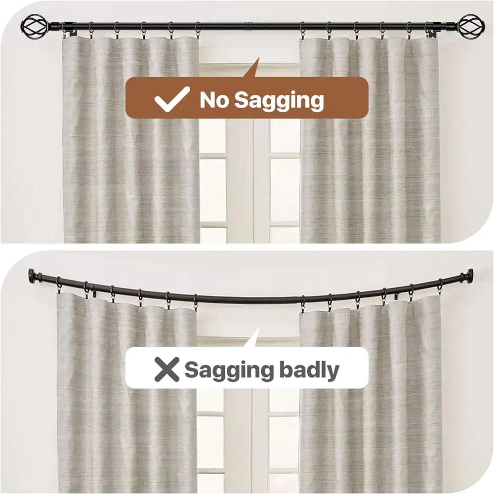 Curtain Rod Set with Decorative Twisted Cage Finials Curtain Pole with Bracket