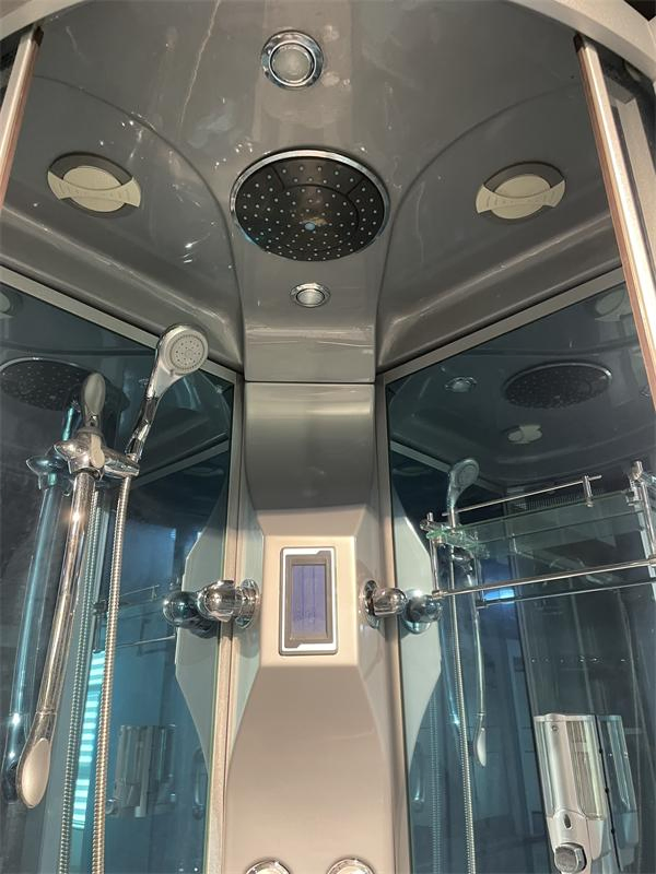 Grey Color Shower Cabin with Computer Panel and LED Lamp