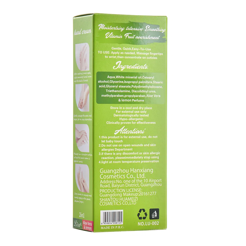Liru Wholesale Fragrance Aloe Vera Whitening Hand Cream Anti-Wrinkle Nourishing Lotion 80ml