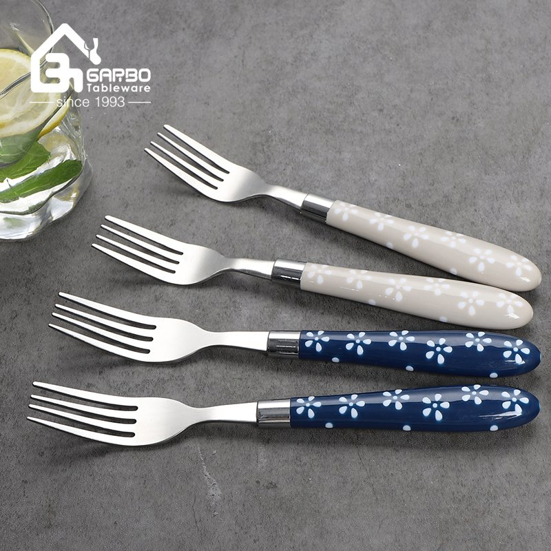 410ss Matt Polish Stainless Steel Fork with PP Plastic Handle Sinner Fork