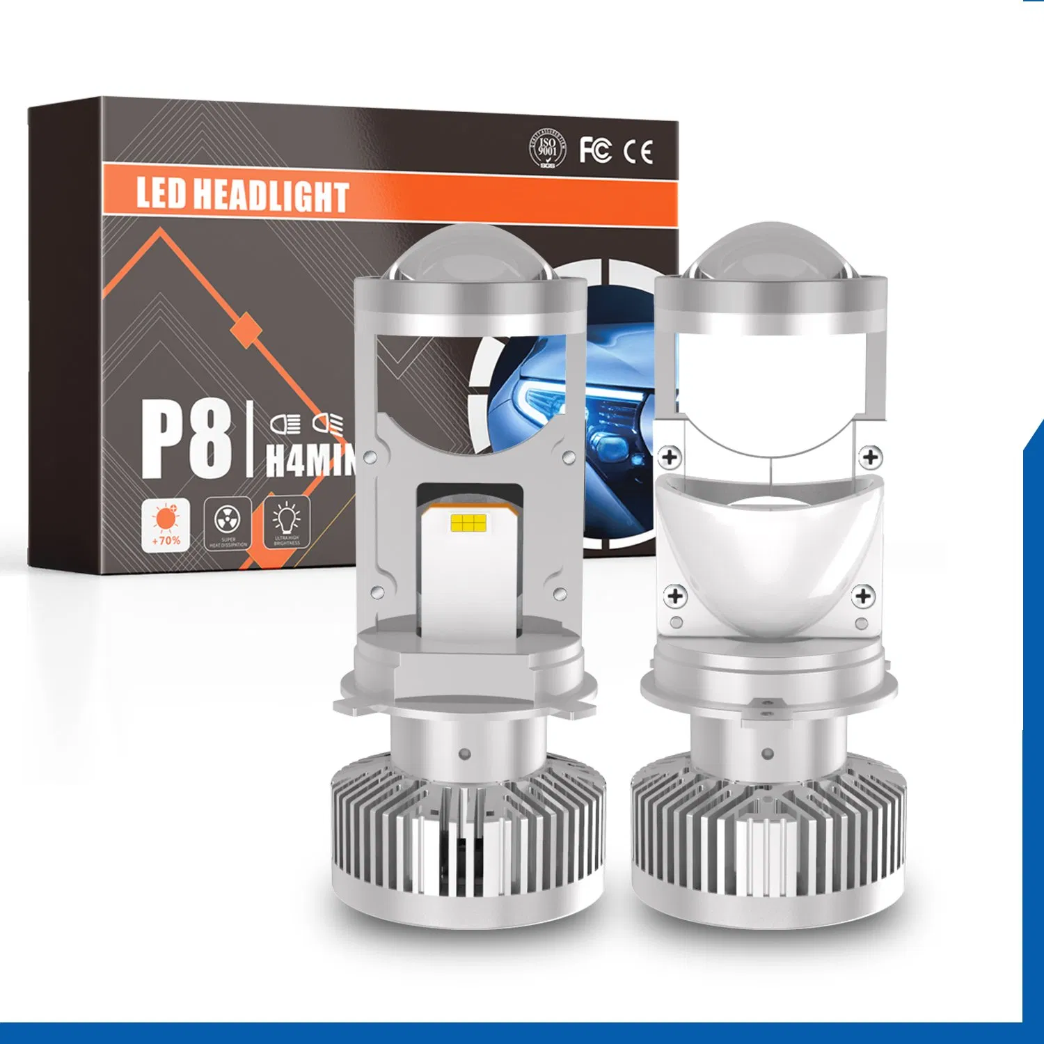 H4 LED Projector Headlight 90-30V 10000LM 12000RPM