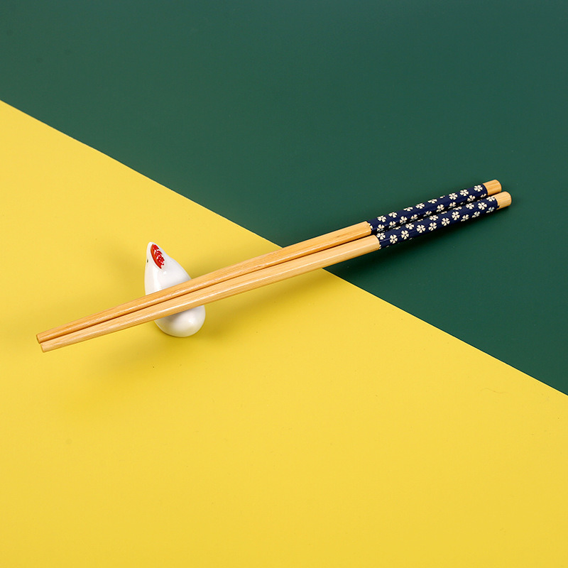 Reusable Natural Bamboo Chopsticks Japanese Style Floral Print Chopsticks Eco-Friendly Disposable Hot Pot Bamboo Chopstick Printed Fancy Bl21165