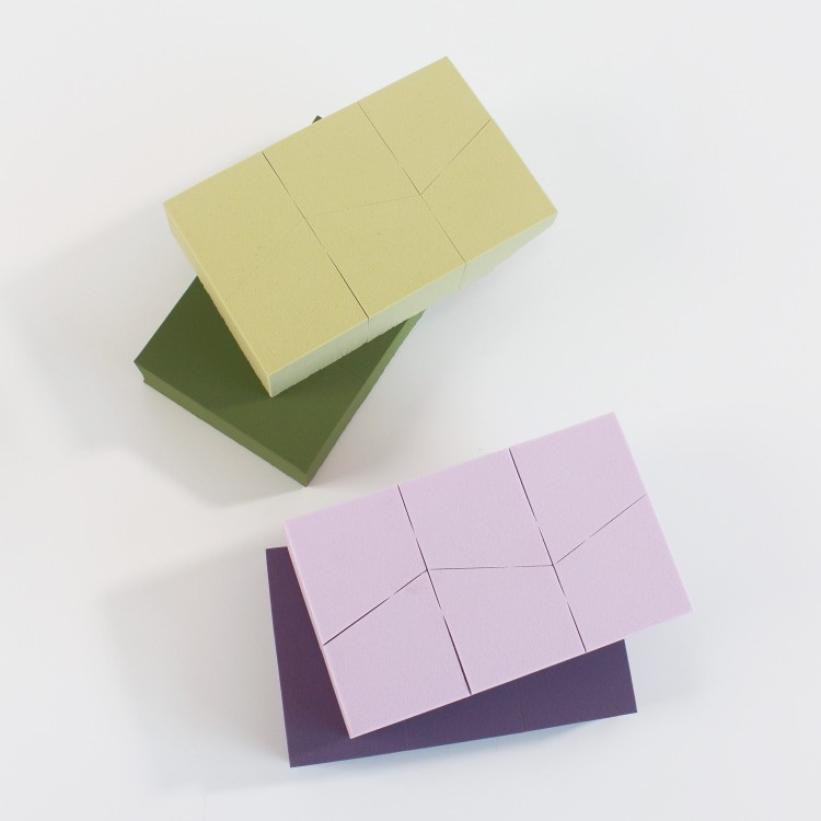6-Cut Trapezoidal Powder Puff Green One-Piece Makeup Sponge Becomes Larger When Exposed to Water and Can Be Used Wet or Dry