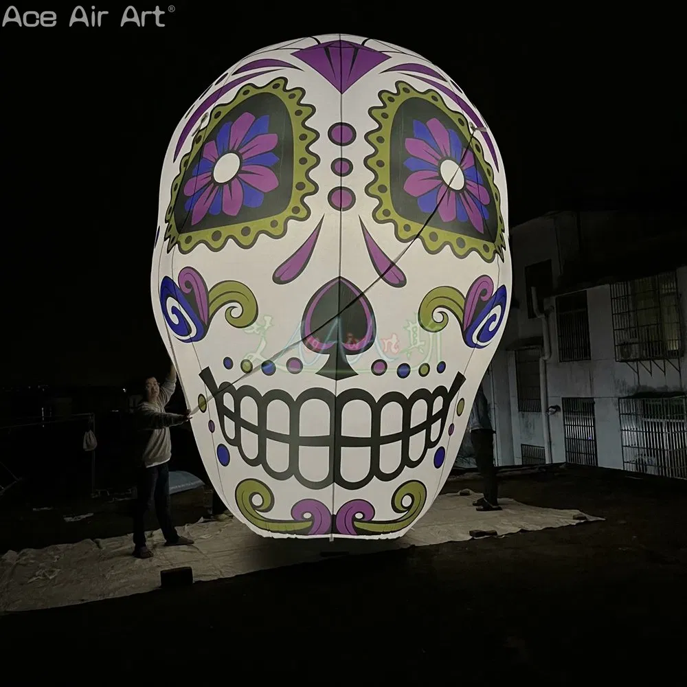 Giant Halloween Inflatable Skull Decoration with LED Outdoor Terror Party Decoration