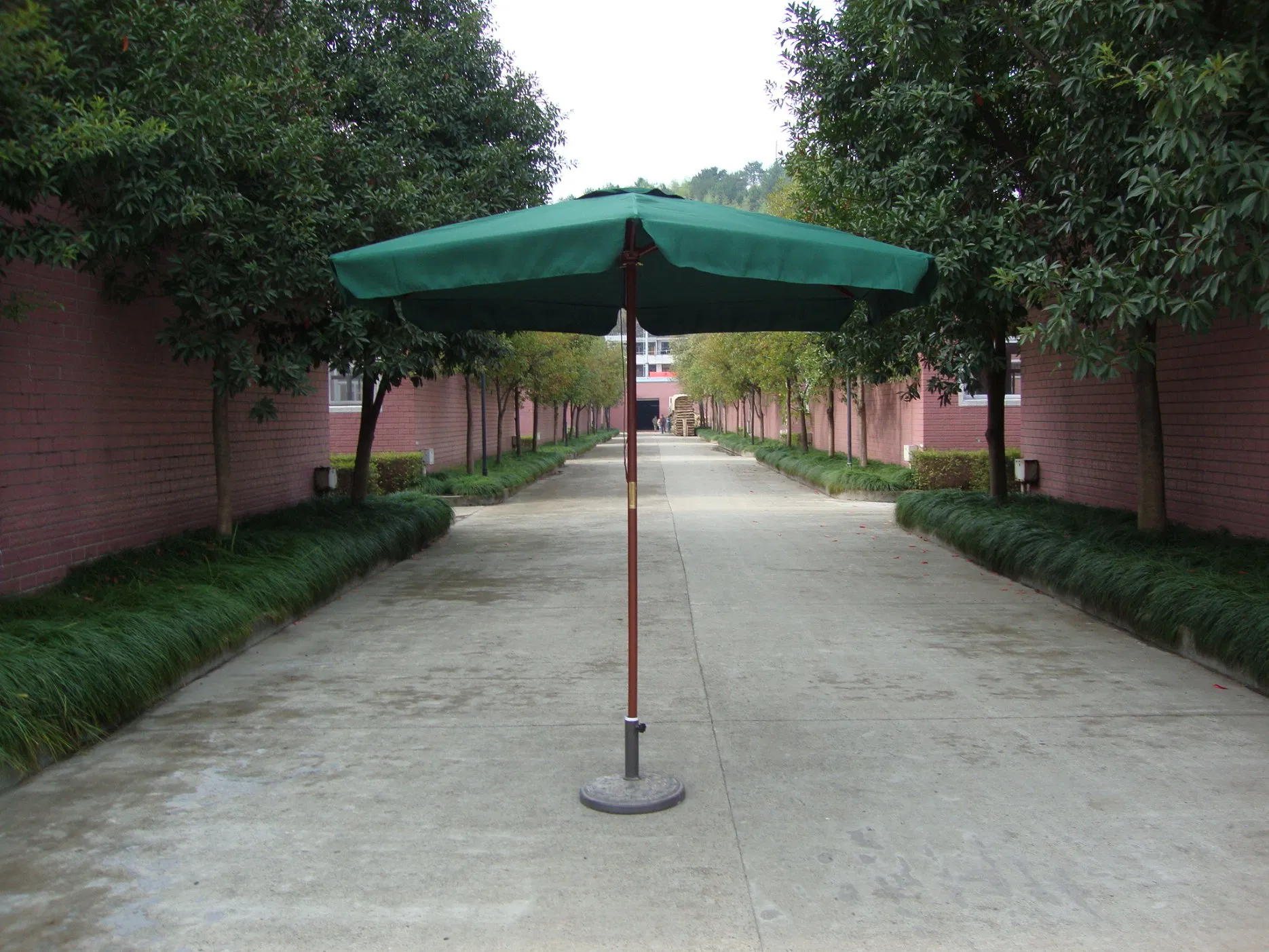 Sun Wooden Parasol Umbrella Dia. 2.5m 6ribs 38mm Pole with Flap