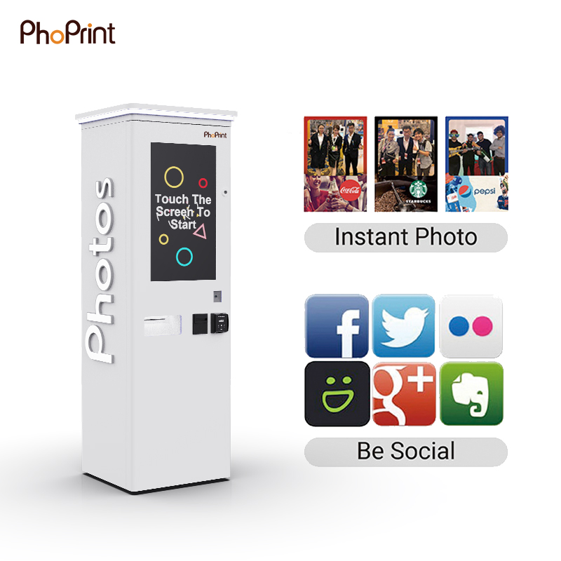 Phoprint Coin Credit Card -Operated Payment Commercial Digital Instant Print Mirror Photo Booth Kiosk