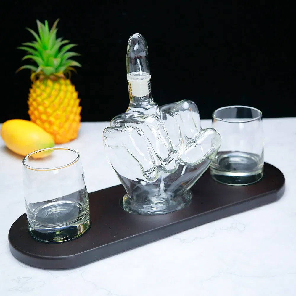 Blown Whishkey Decanter Suppliers Middle Finger Shaped Whishkey Decanters