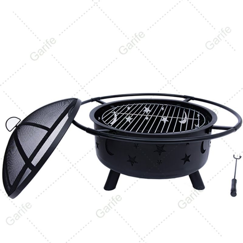 Classic Designer Black Steel Wood Burning Fire Pit Outdoor Fire Pit