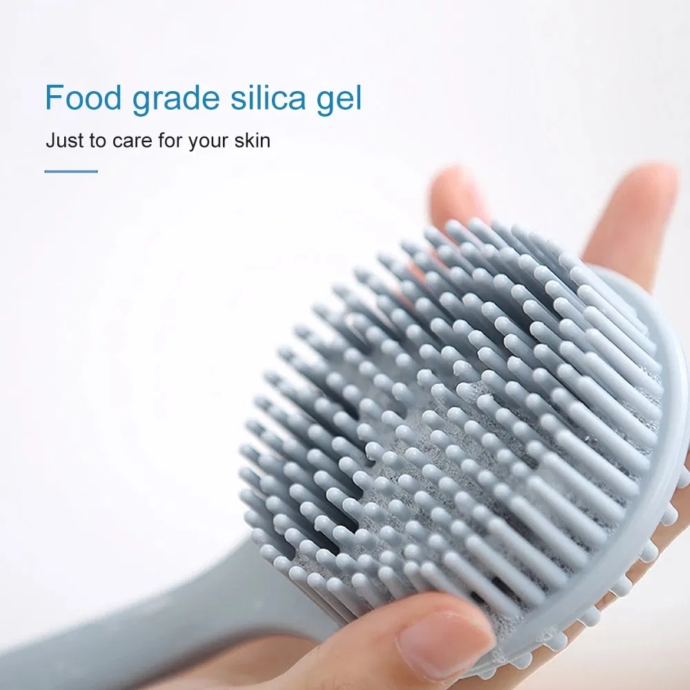 New Soft Back Bath Brush BPA Free Scrubber Shower Massage Silicone Bath Body Scrub Brush with Long Handle