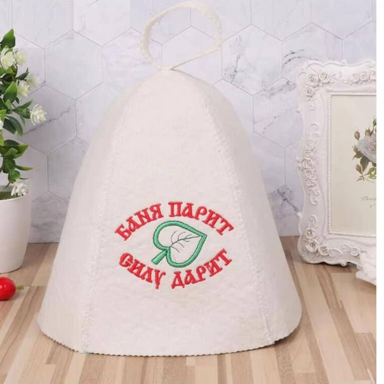 Customized Embroidery Australian Wool Felt Sauna Hat 2mm Thickness Wool Bath Hats