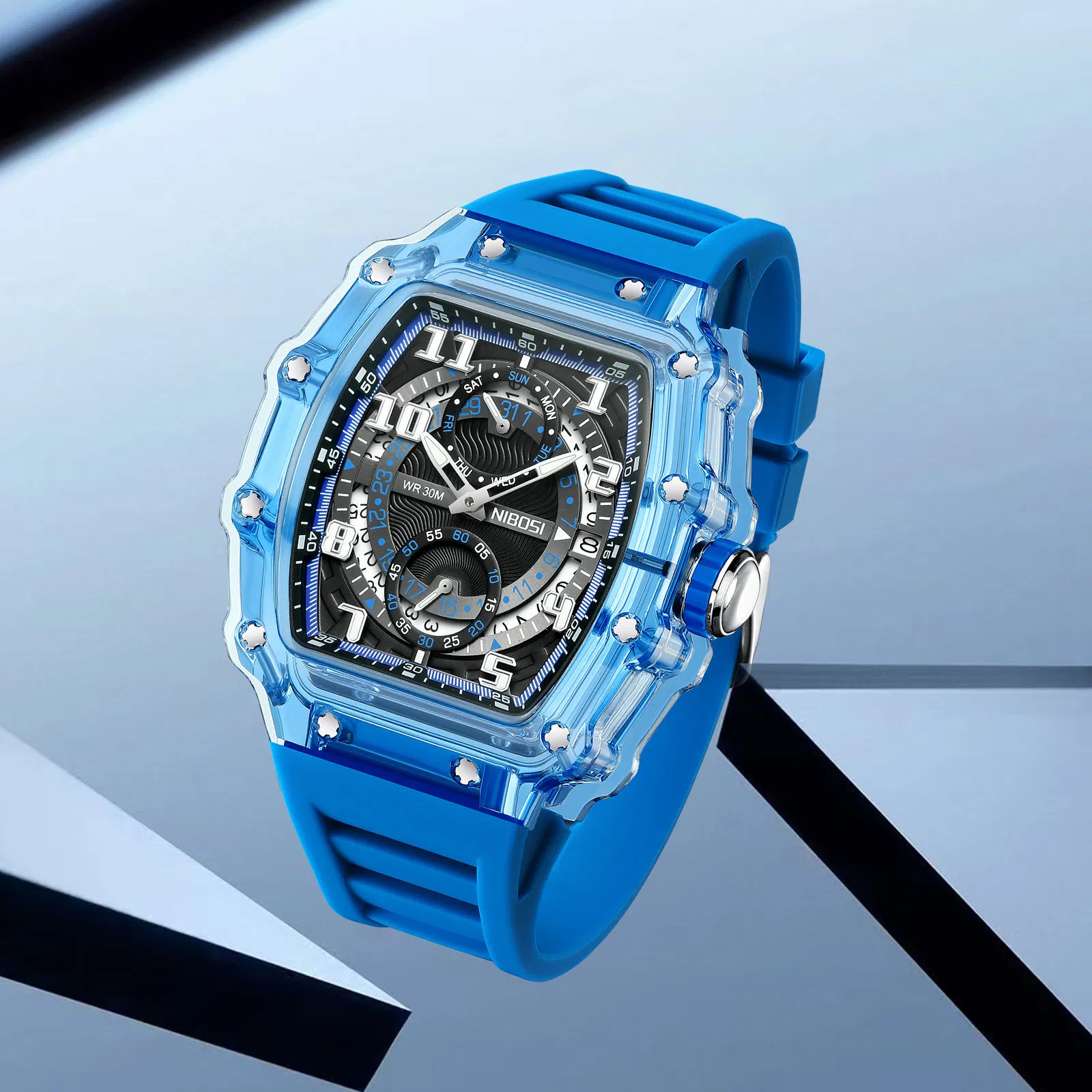 Men's Watches Waterproof Calendar Men Quartz Sport Square Luminous Watch for Men