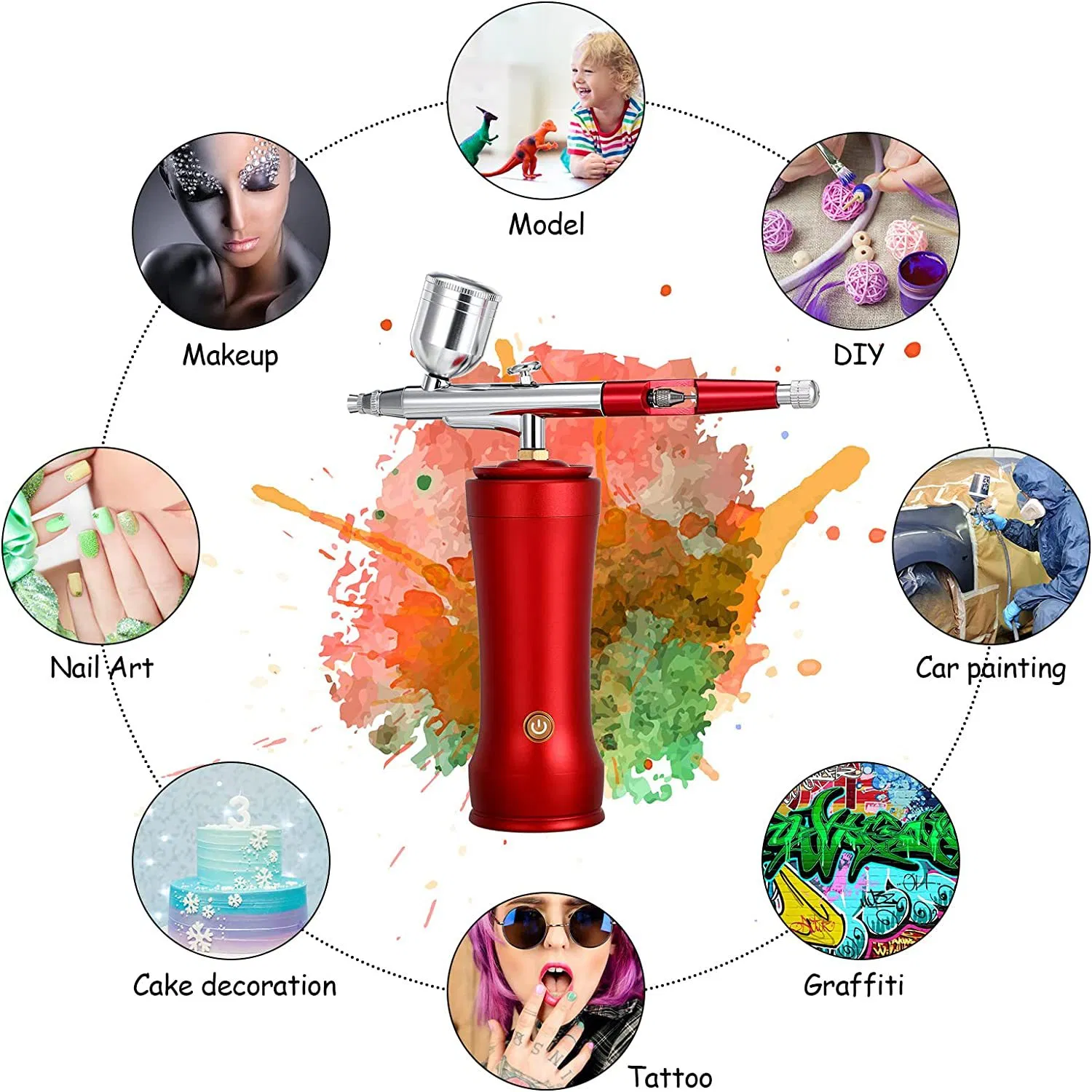 Wholesale Barber Tattoos Airbrush Kit Portable USB Rechargeable Hair Nail Paint Makeup Spray Gun Cordless Compressor Airbrush