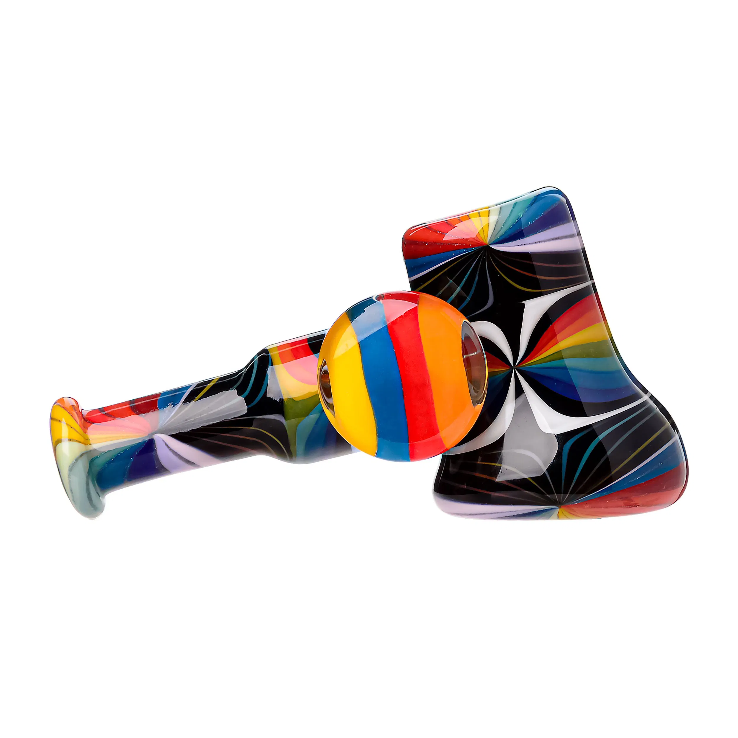 Glass Smoking Pipe Wig Wag Hammer-Shaped with Marble Dry Glass Hand Pipe