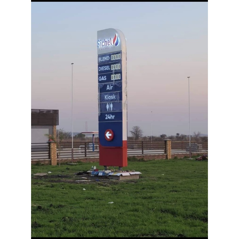 Fuel Station Pylon Sign Gas Station Signs LED 7 Segment LED Board Gas Price Display Pylon Signboard
