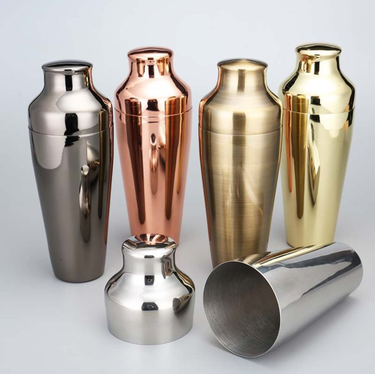 Шейкер для коктейлей из нержавеющей стали, черный/розовое золото