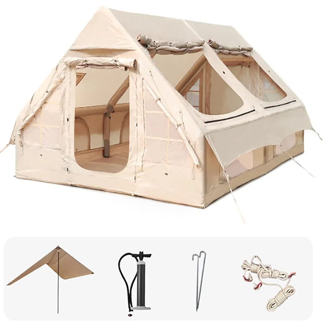 Popular Selling 12 Sqm Glamping Tents Oxford Cloth Blow up Air Tent Inflatable Tent for Camping