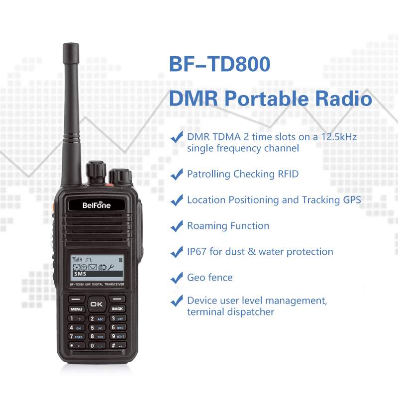 Рация BF-TD800 с GPS и RFID для патрулирования