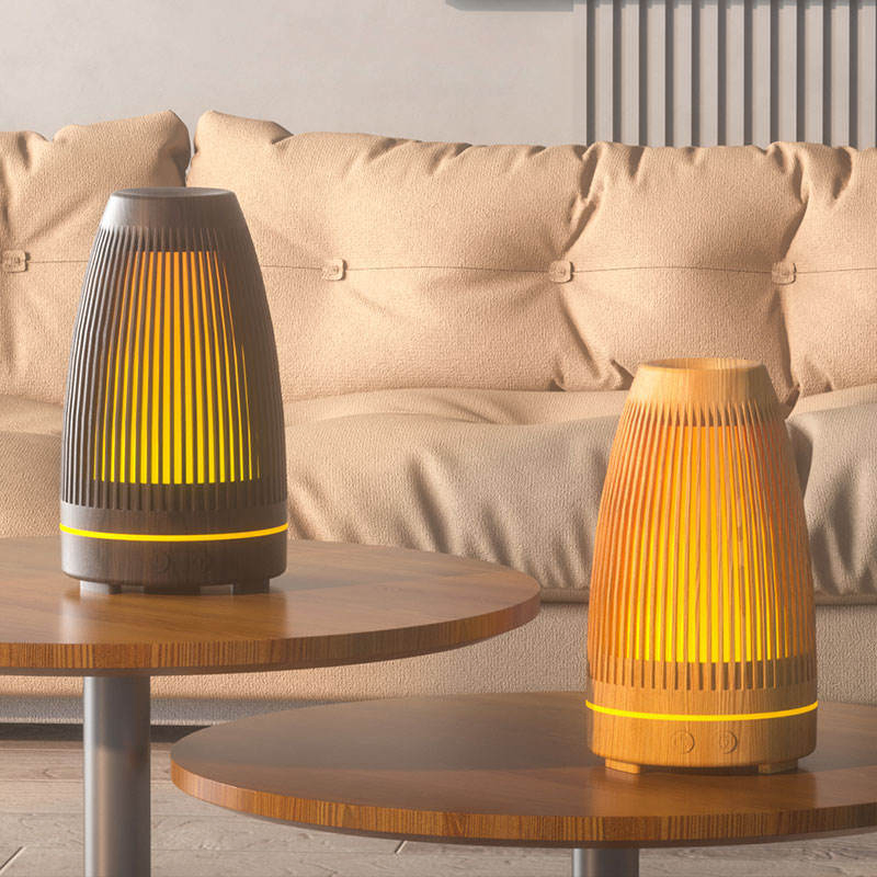 Ultrasonic Wood LED Humidifier Diffuser Aroma Diffuser Fragrant Air Flame Humidifier Essential Oil Diffuser Portable Humidifier