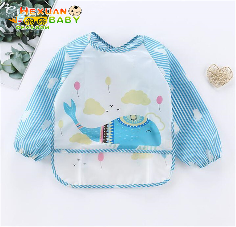 Long Sleeve Waterproof Feeding Baby Bibs for Lunch Cartoon Baby Clothing Baby Apron Waterproof 0-5 Years