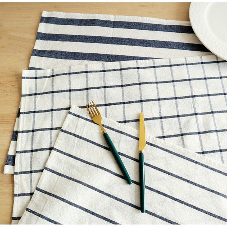Blue Striped Cotton Kitchen Napkin Cloth Gourmet Table Cloth Tea Towel