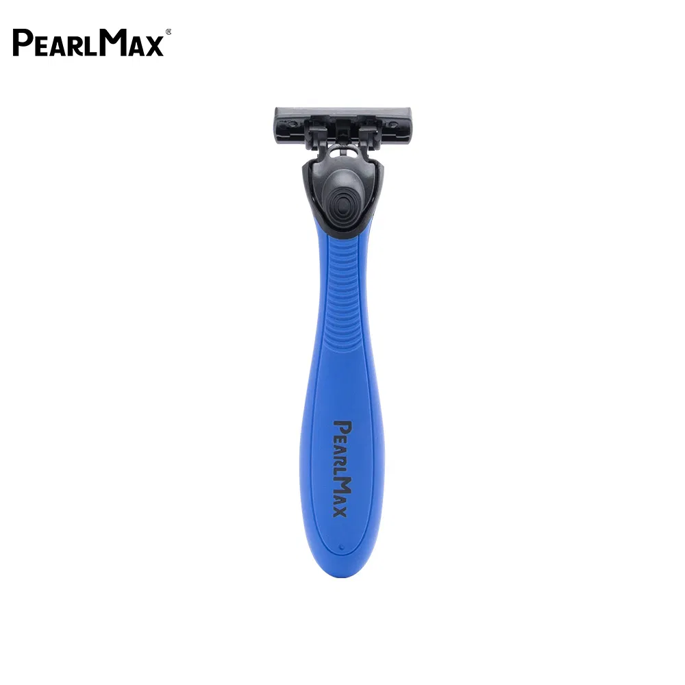 Pearlmax New Products Rubber Handle Safety Razor Blade Scrapper Man Stainless Steel Triple Blade Razor Barber Cheap Razor