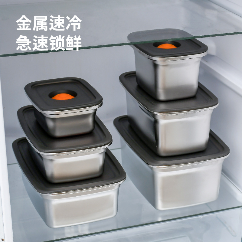 Stainless Steel Fresh-Keeping Sealed Food Storage Box with a Lid