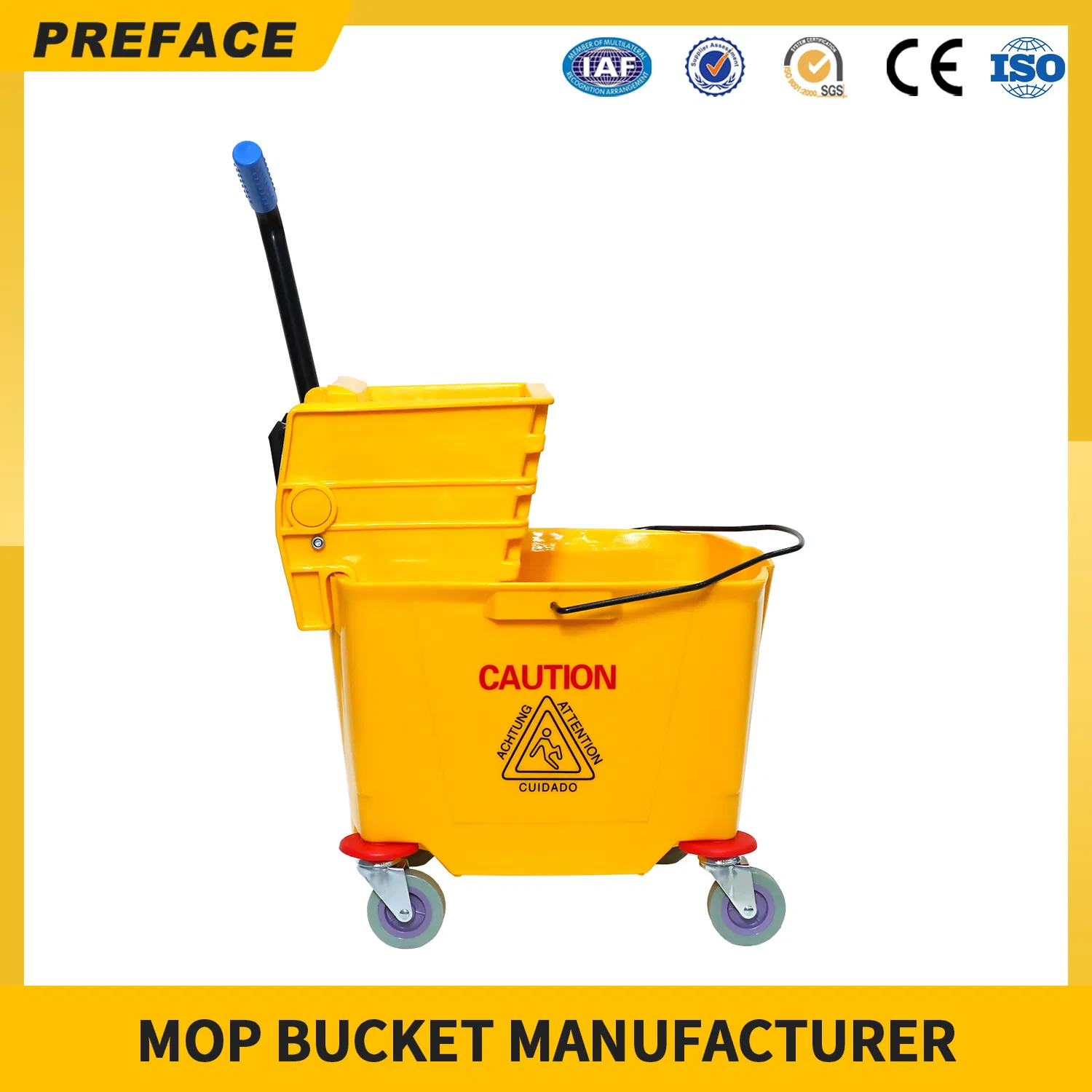 Custom Color Heavy Duty High Quality Commercial Cleaning Squeeze Plastic Flat Spin Floor Mop and Bucket Set Manufacturer with Wringer