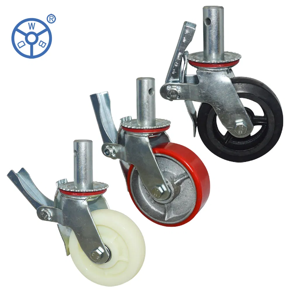 6 8 10 12 Inch Brake Cast Iron PU Scaffolding Caster Wheel