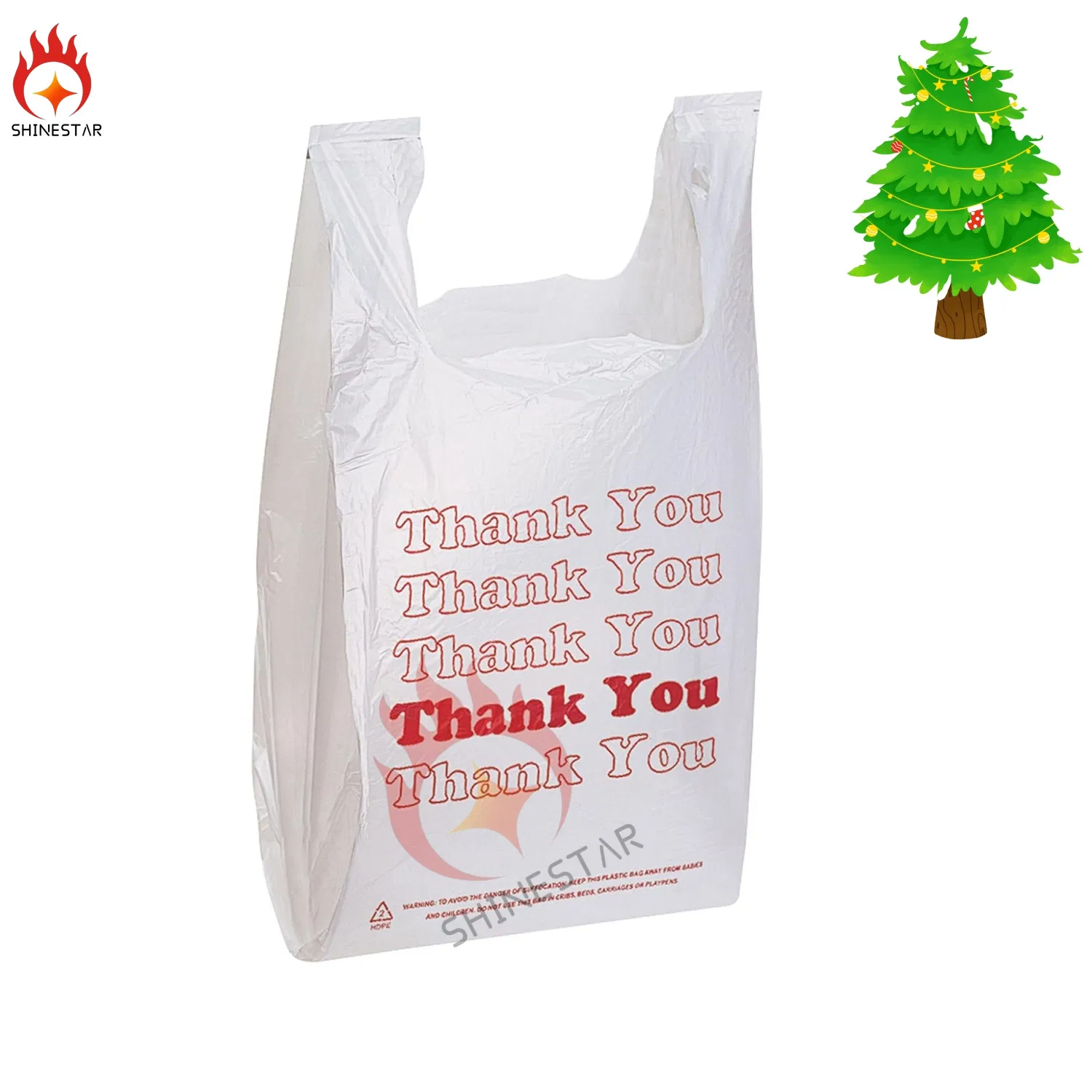 T-Shirt Thank You Printed Plastic Shopping Bags Plastic Packaging Bag with Handles