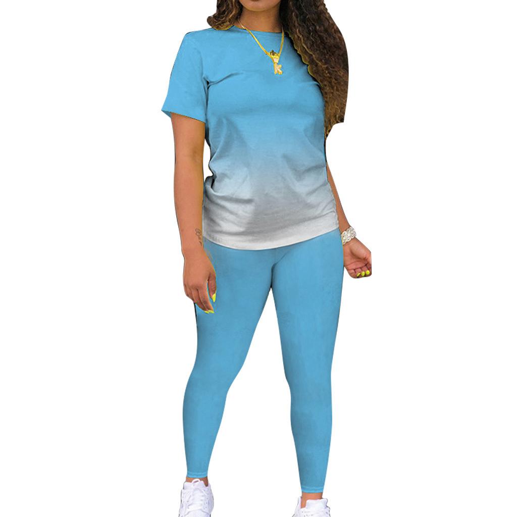 Комплект женский летний с градиентным принтом больших размеров S-5XL