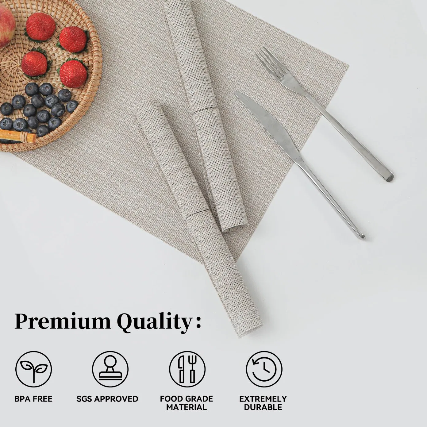Wholesale PVC Placemat Waterproof Table Mat Beige Desk Protecting Mat for Party