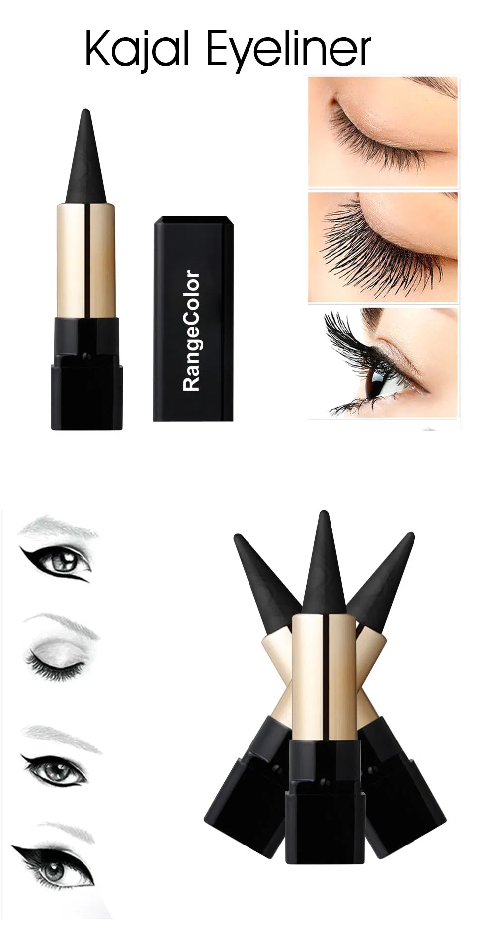 Private Label Party Queen Eyeliner Gel, Kajal Eyeliner Stick Solid Thick Smoky Eyeliner