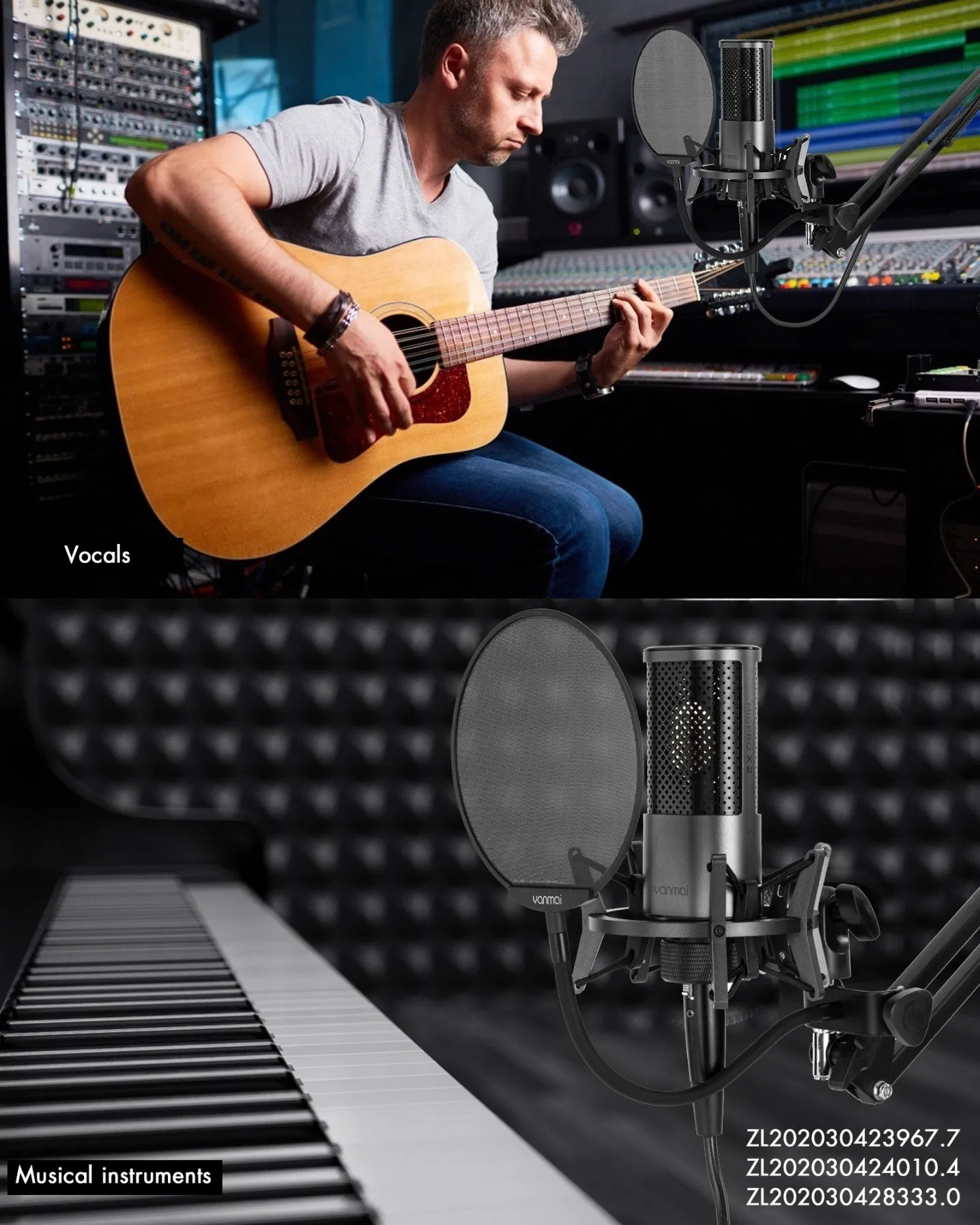 Yanmai X2 Large-Diaphragm Professional Condenser Microphone for Recording, Live Streaming