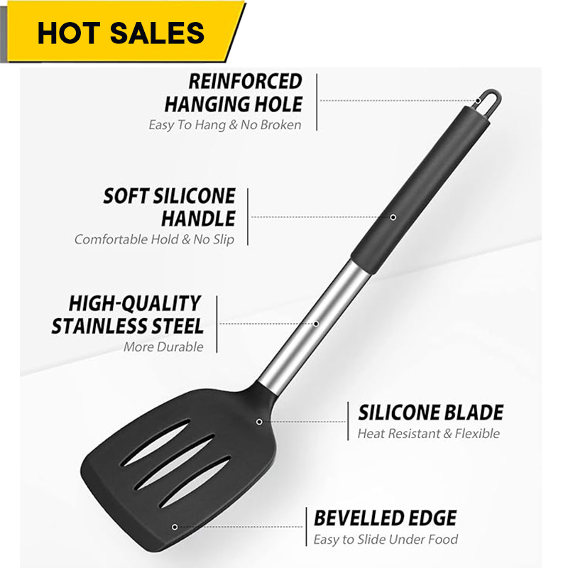 Premium Food Grade Silicone Slotted Turner - BPA Free & Heat Resistant