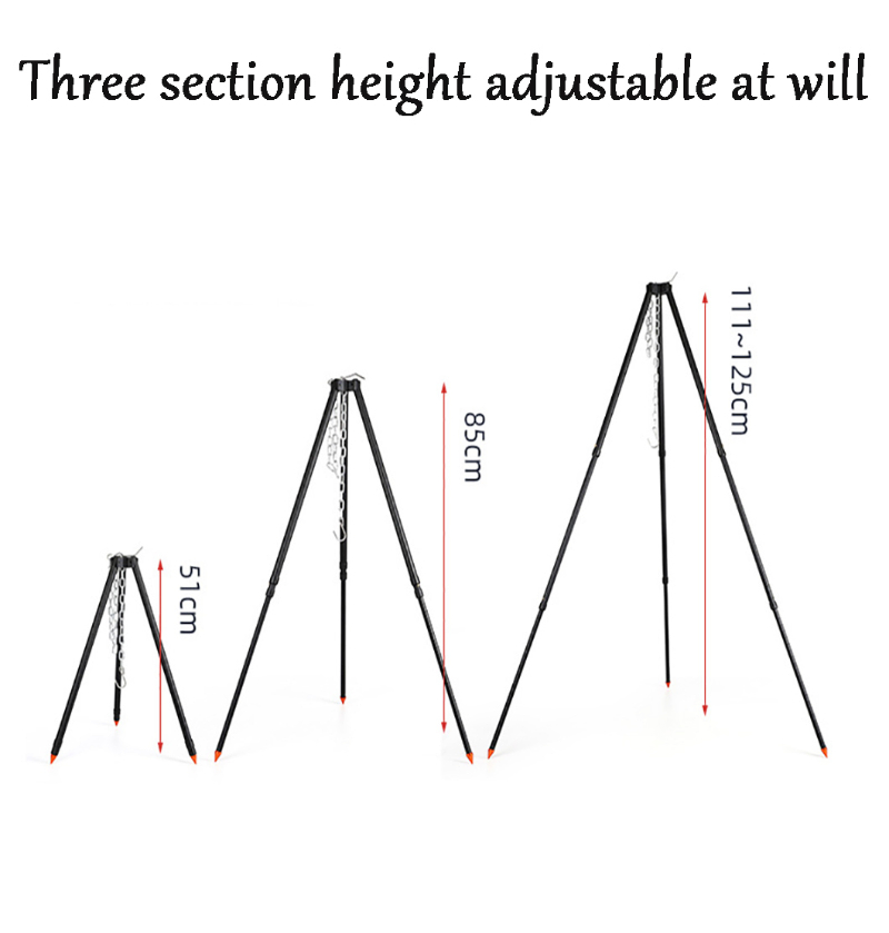 Tripod Hanging Pot Bracket Portable Firewood Burning Platform Campfire Holder Camping Cookware Hanging Bracket