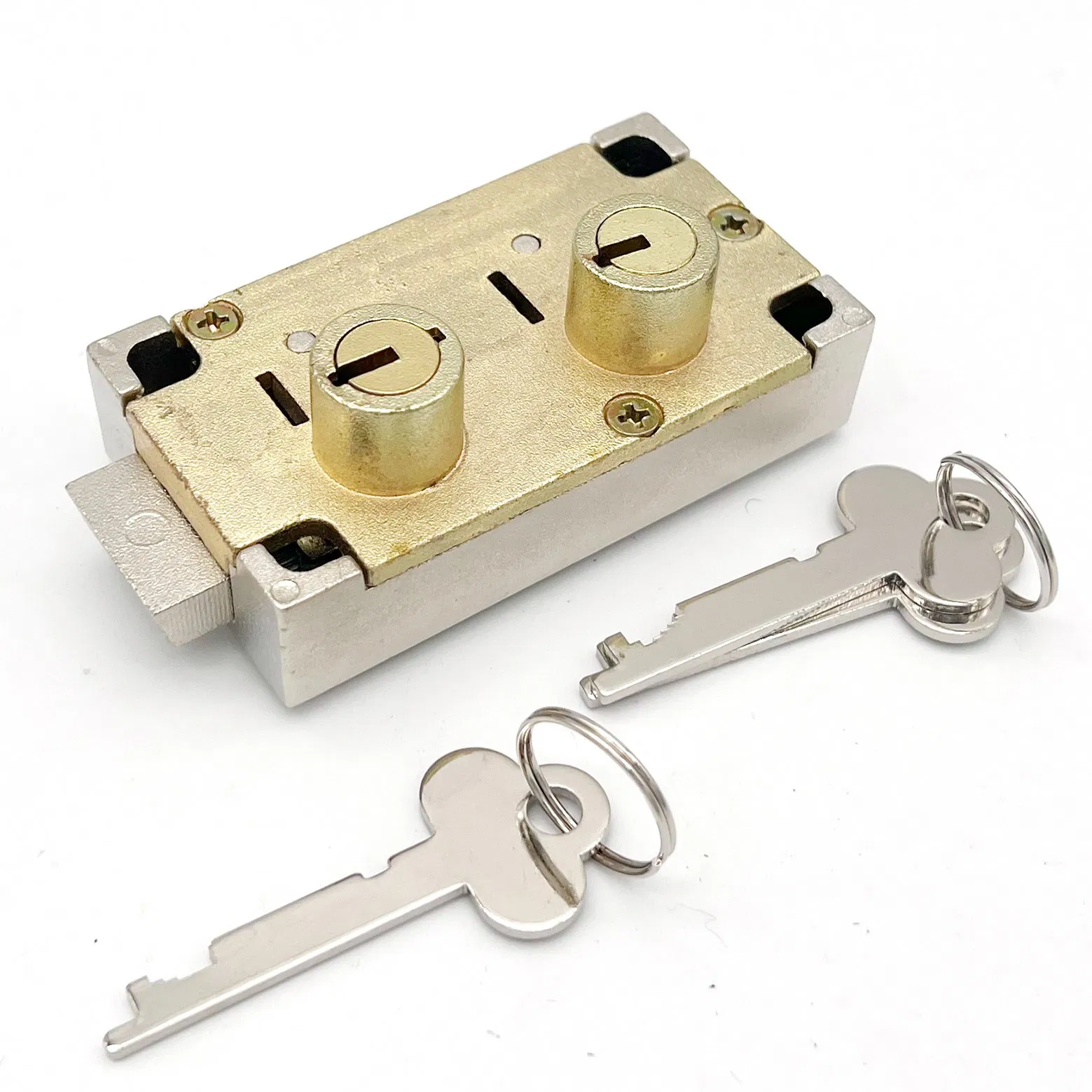 Double Key Changeable Safe Deposit Lock with Brass Finish Right Hand Opening