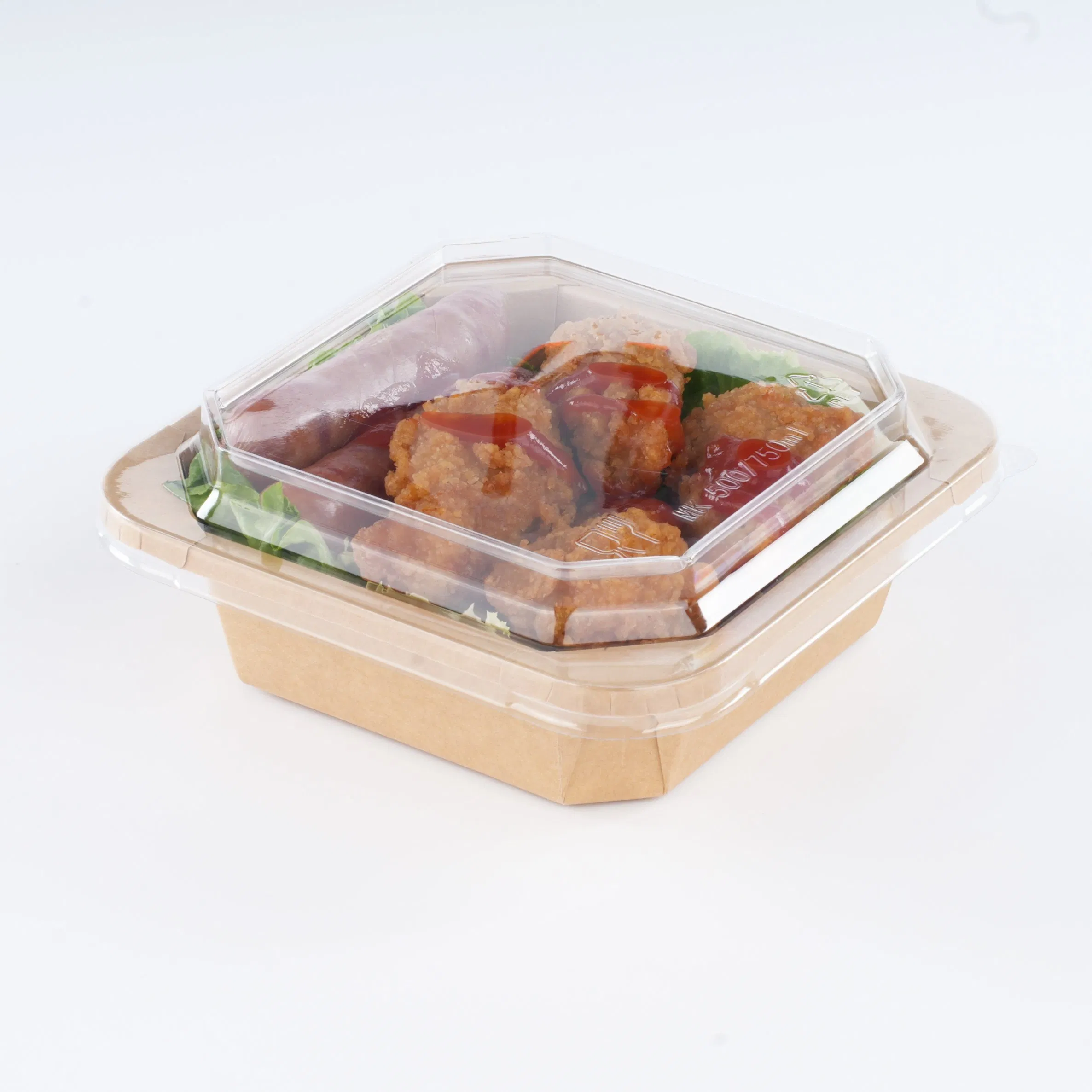 All Size Small MOQ 100% Eco Friendly Square Kraft Paper Salad Bowl 8oz with Lid