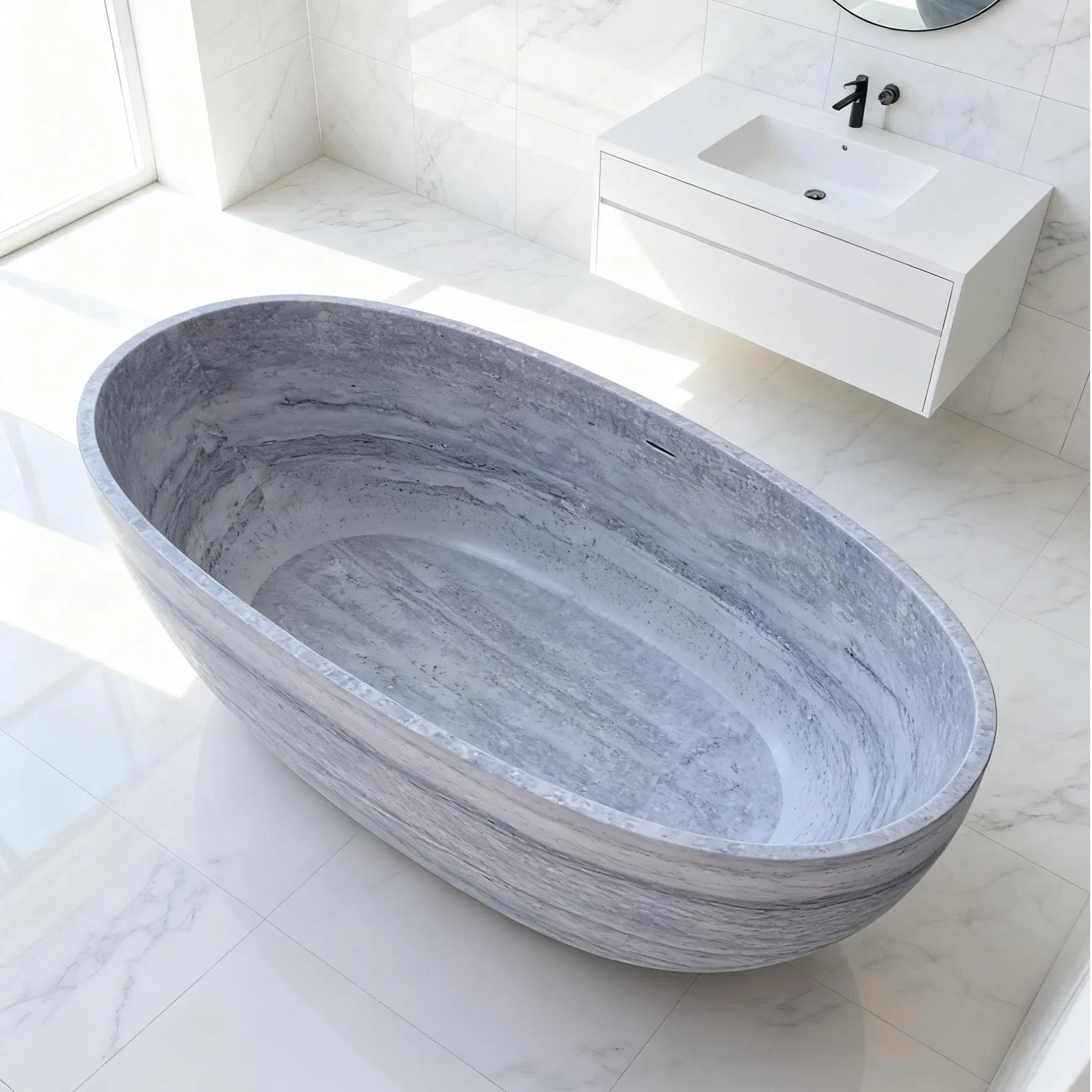 Овальная ванна из искусственного камня Travertine
