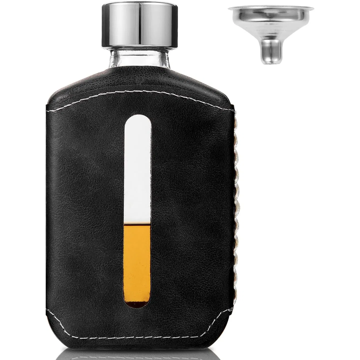 OEM ODM Leakproof Lids Glass Hip Flask with Protective Silicone Leather Sleeve