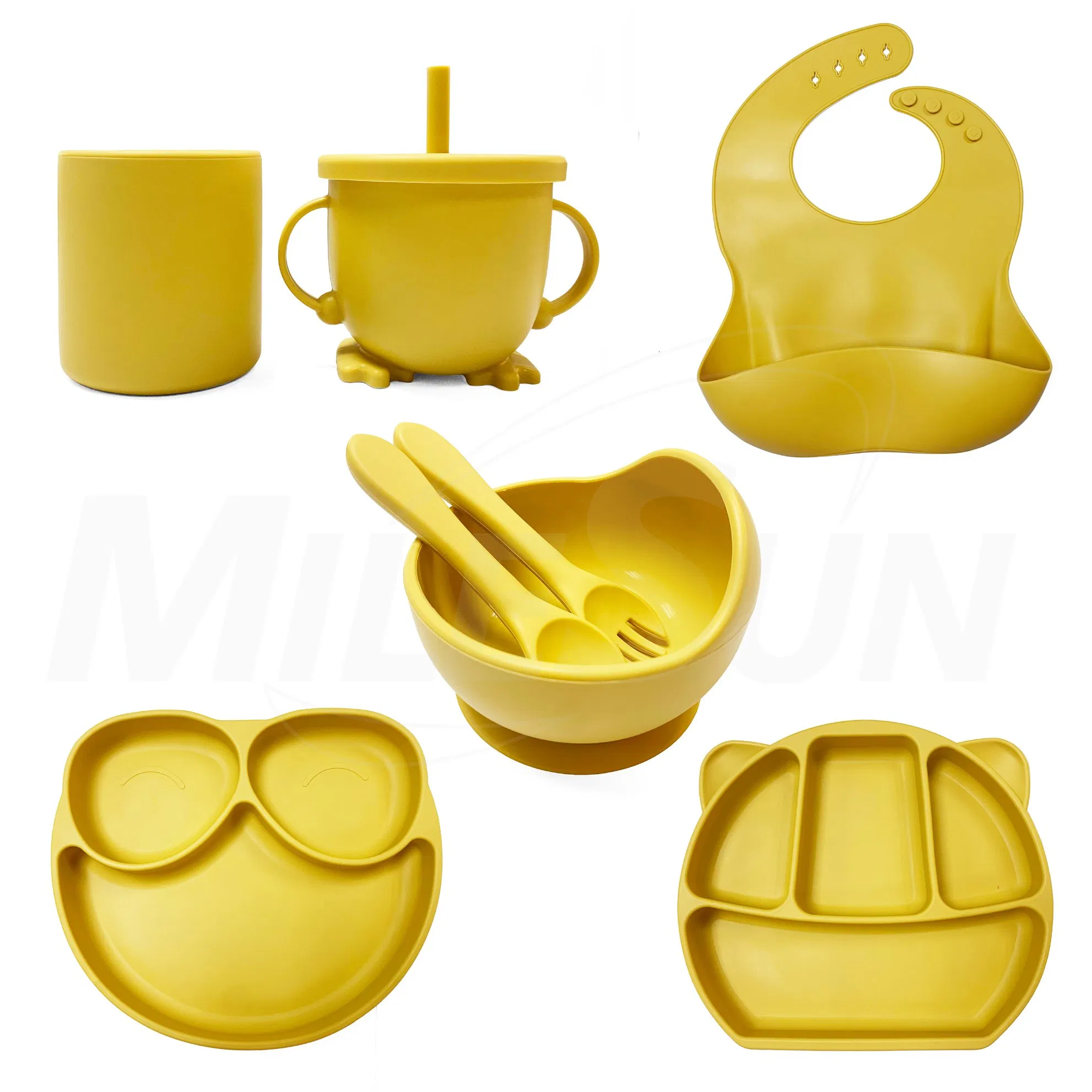 Milesun′ S Complete Baby Feeding Set with Baby Plate, Baby Spoons, Silicone Bib and Snack Cup - Infant Eating Utensils and Baby Bowl with Suction