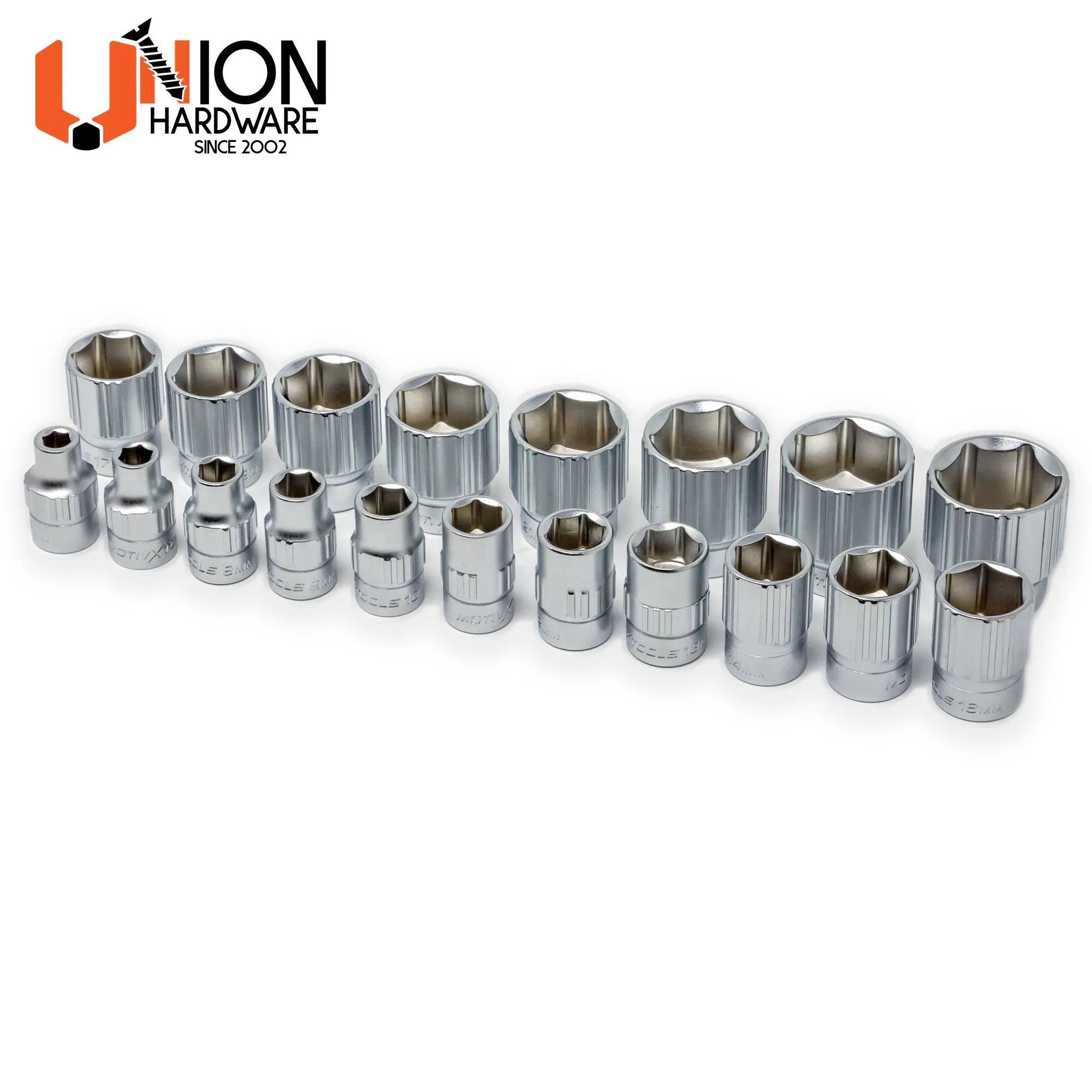 Customized Surface Treatment Chrome Knurling 1/4 Inch 3/8 Inch 1/2 Inch Auto Repairing CRV Metric Drive Socket with Tool Set