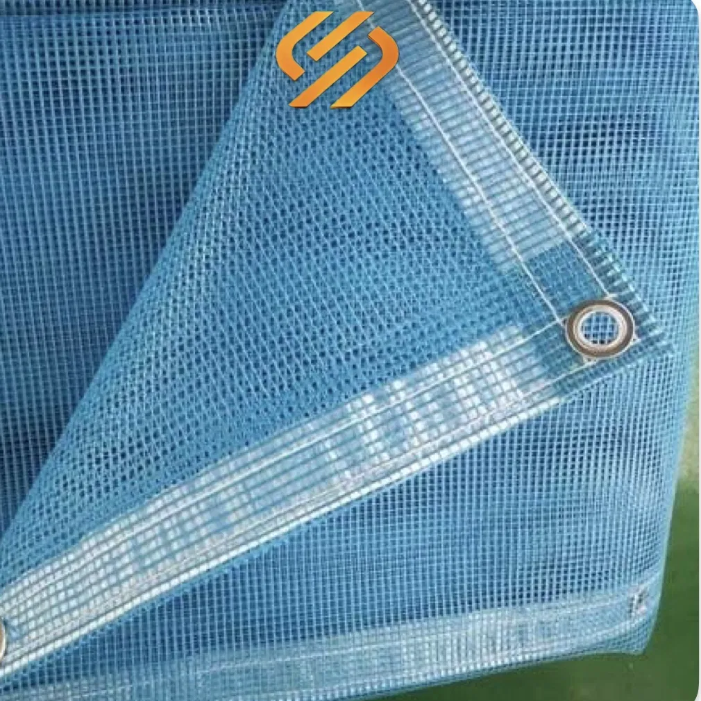 250d/24*24 Blue Color 130g/Sqm Fire Resistant Scaffolding PVC Mesh Sheet