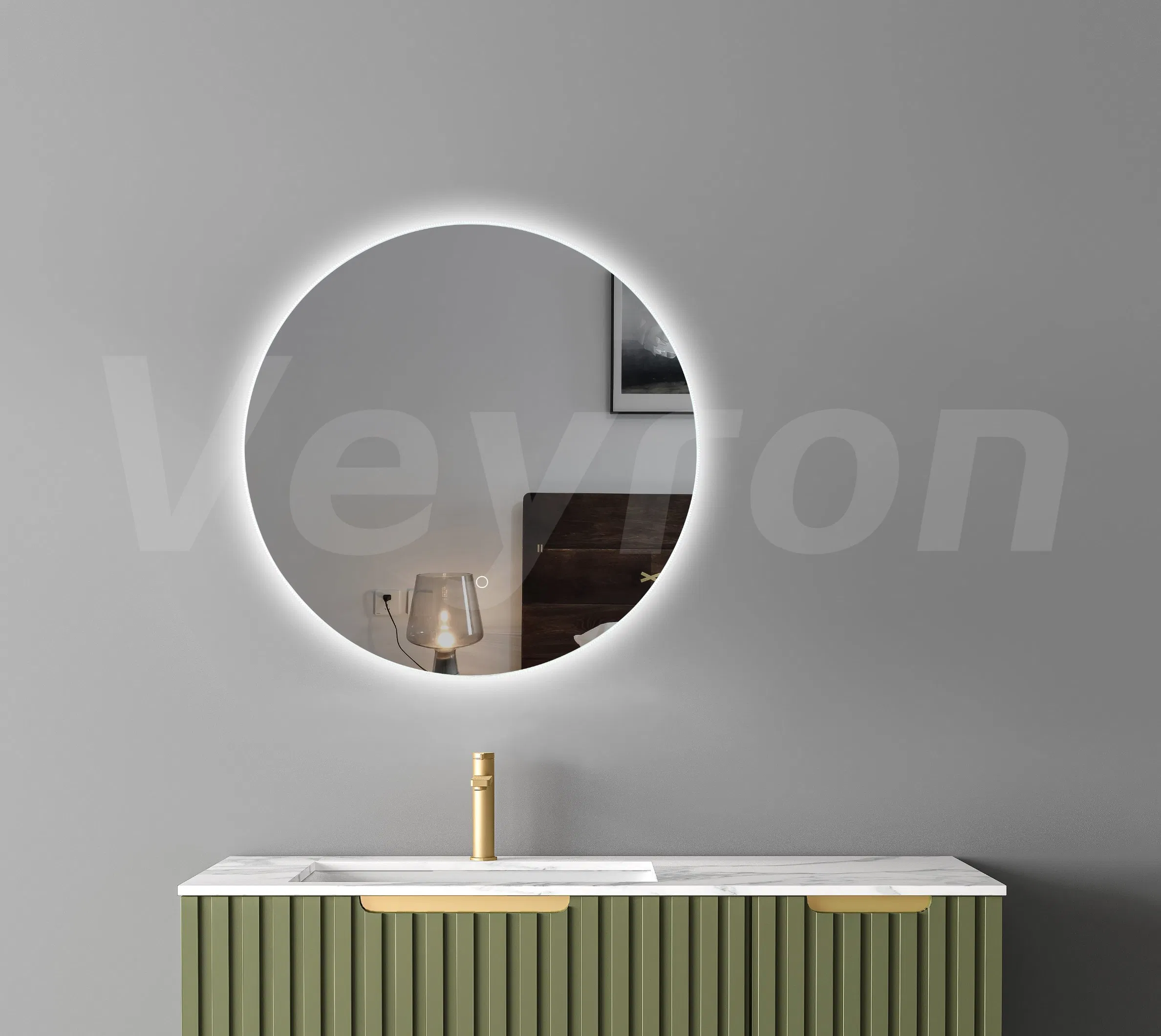 Smart Home Decorative Hello Kitty Round Wall Mounted Make-up Lighted Defogger LED Lamp Bathroom Mirror with CE UL SAA