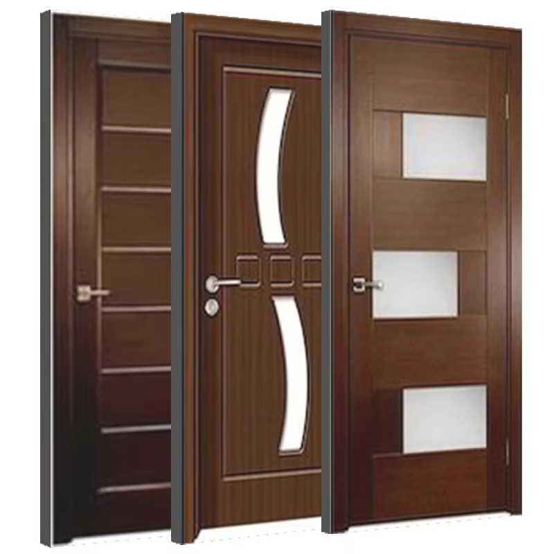 Modern Solid Wood Door for Bedroom Interior Wooden Door with Frame and Accessories