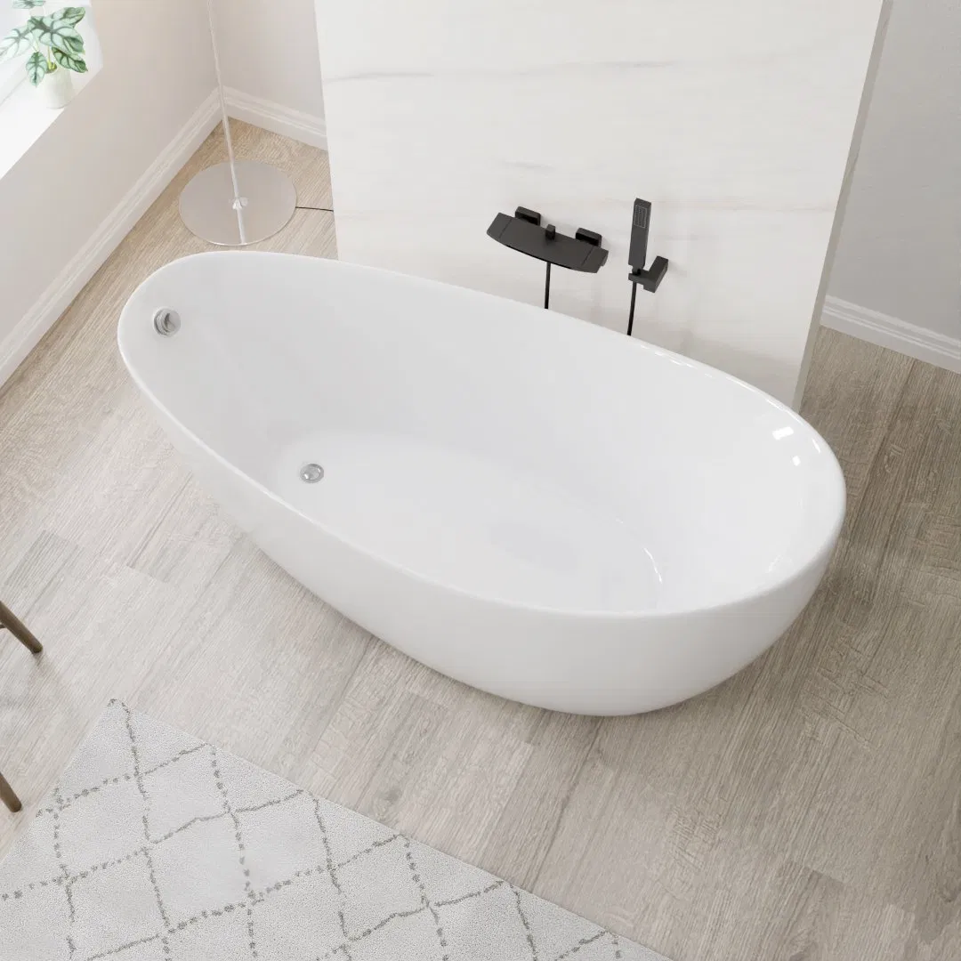 Ванна акриловая отдельностоящая классическая в форме полумесяца